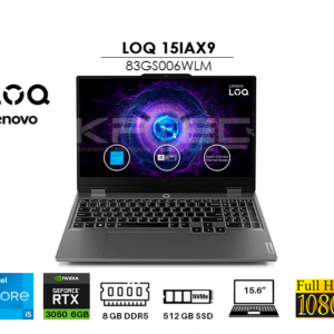 LAPTOP GAMER LENOVO LOQ 15IAX9 I5-12450HX 8GB DDR5 512GB SSD GEFORCE RTX 3050 6GB 15.6 FHD 144HZ FREEDOS (83GS006WLM)