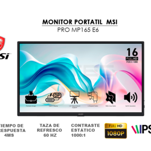 MONITOR PORTATIL MSI 15.6″ (PRO MP165 E6) PANEL IPS | 60HZ- 4MS | HDMI – 2 USB-C