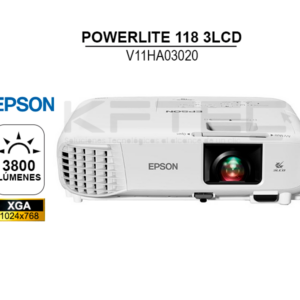 PROYECTOR EPSON POWERLITE 118 3LCD ( V11HA03020 ) XGA 1024X768 | 3800 LUMENES