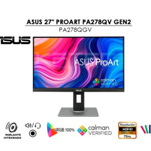 MONITOR PROFESIONAL ASUS PROART DISPLAY PA278QV, 27" IPS, WQHD, 100% SRGB, 75HZ, 5MS. PIVOT