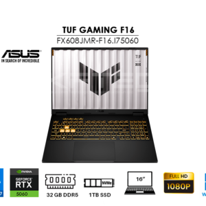 LAPTOP GAMER ASUS TUF F16 FX608JMR-F16.I75060 I7-14650HX 32GB DDR5 1TB SSD T. VIDEO RTX 5060 8GB 16 WUXGA 165HZ WINDOWS 11