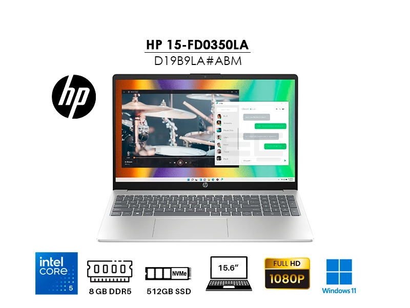 Laptop HP 15-FD0350LA - INTEL CORE I5 120U | 8GB RAM DDR5 | SSD 512GB | 15.6" FULL HD