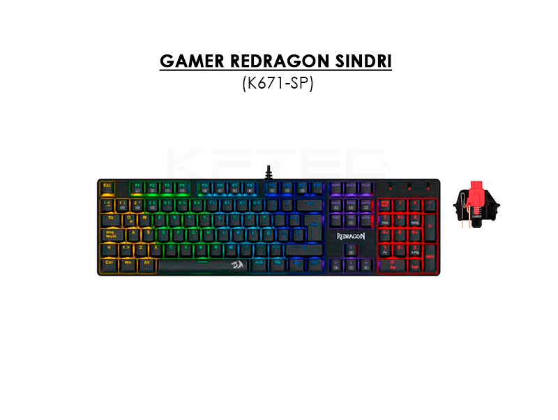 TECLADO GAMER REDRAGON SINDRI (K671-SP) SWITCH RED | RETROILUMINADO RAINBOW - Imagen 2
