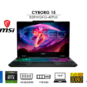 LAPTOP GAMER MSI CYBORG 15 B2RWGKG-409US CORE 7-240H 16GB 1TB SSD GEFORCE RTX 5070 8GB 15.6 FHD 144HZ WINDOWS 11
