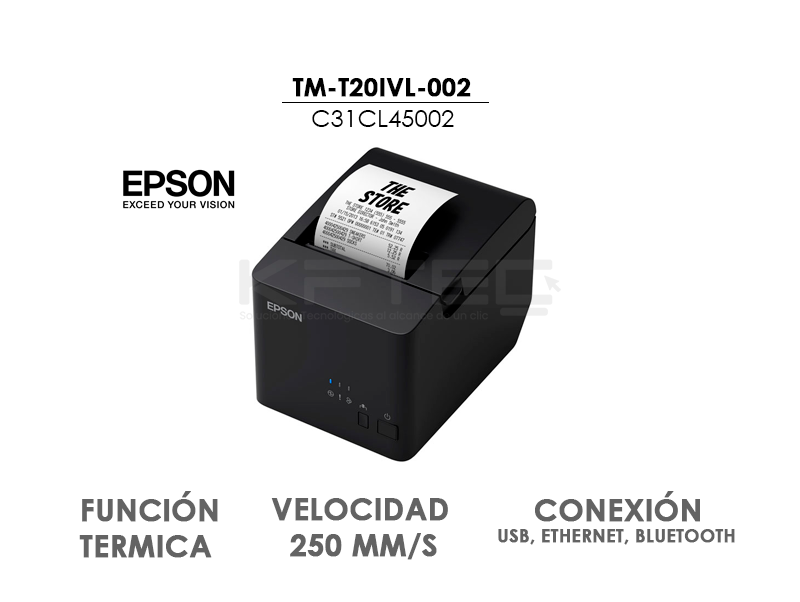 IMPRESORA TERMICA EPSON TM-T20IVL-002 (C31CL45002) USB/ETHERNET