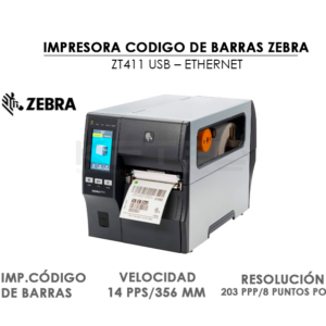 IMPRESORA CODIGO DE BARRAS ZEBRA ZT411 USB – ETHERNET