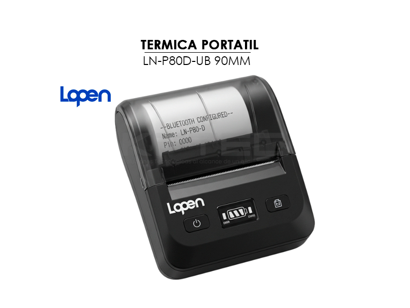 IMPRESORA PORTATIL TERMICA LOPEN LN-P80D-UB 90MM USB/BLUETOOTH - Imagen 3