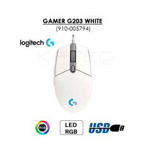 MOUSE GAMER LOGITECH G203 WHITE LIGHTSYNC (910-005794) 8000 DPI | LED-RGB