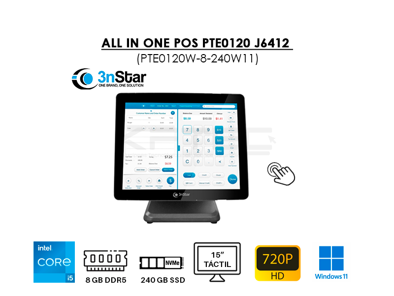 ALL IN ONE 3NSTAR POS PTE0120 J6412 8GB 240GB SSD WINDOWS 11 (PTE0120W-8-240W11)