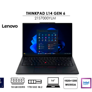 LAPTOP LENOVO THINKPAD L14 GEN 6 ULTRA 7-255U 16GB 1TB SSD 14 WUXGA WINDOWS 11 PRO (21S7000YLM)