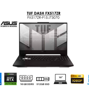 LAPTOP GAMER ASUS TUF DASH FX517ZR-F15.I73070 I7-12650H 16GB DDR5 512GB SSD T. VIDEO RTX 3070 8GB 15.6 FHD WINDOWS 11
